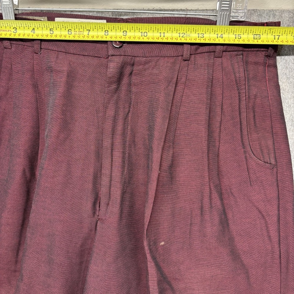 True Vintage Policy Designs Trouser Pants Rayon Maroon Men's 34x26 Balloon 60s - Picture 5 of 15